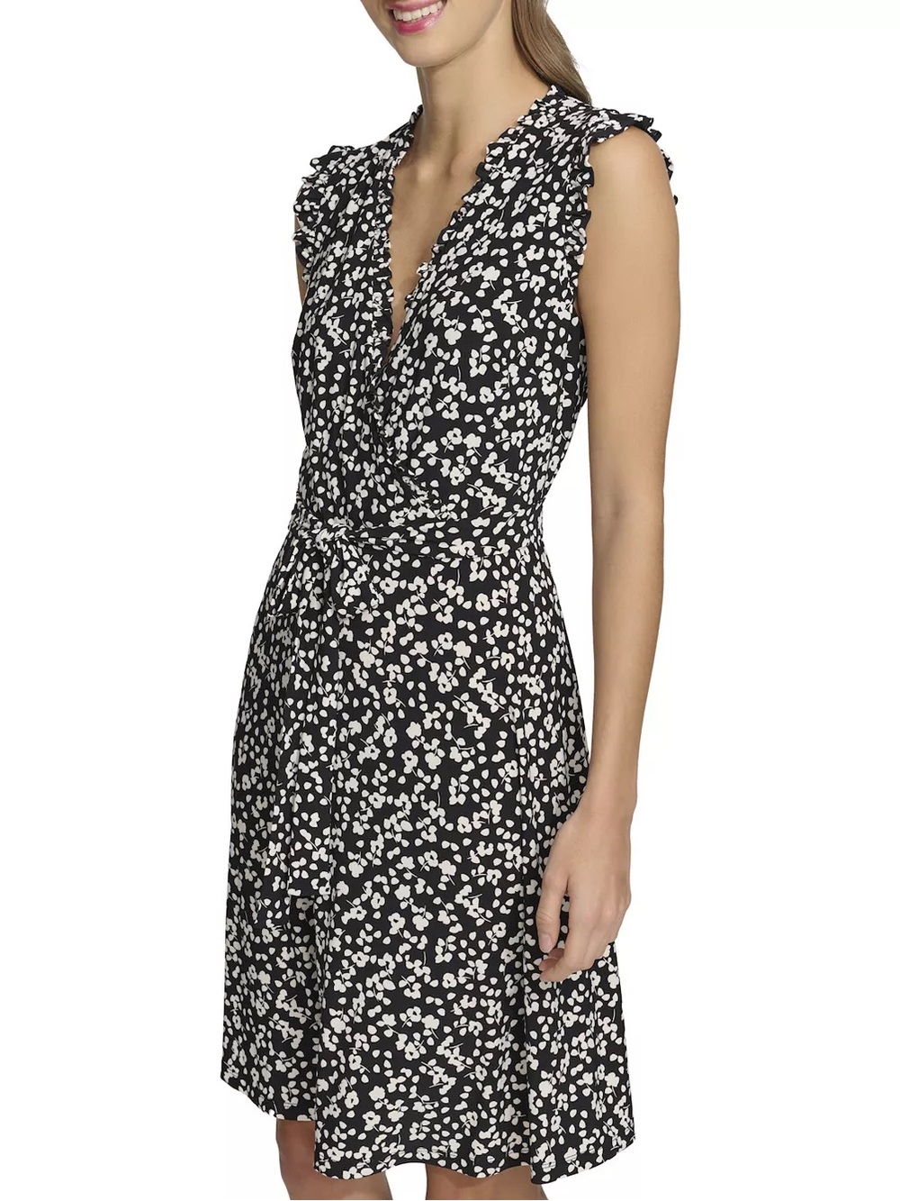 Women's Harper Rose Printed Sleeveless Surplice Dress Size 16 Black White